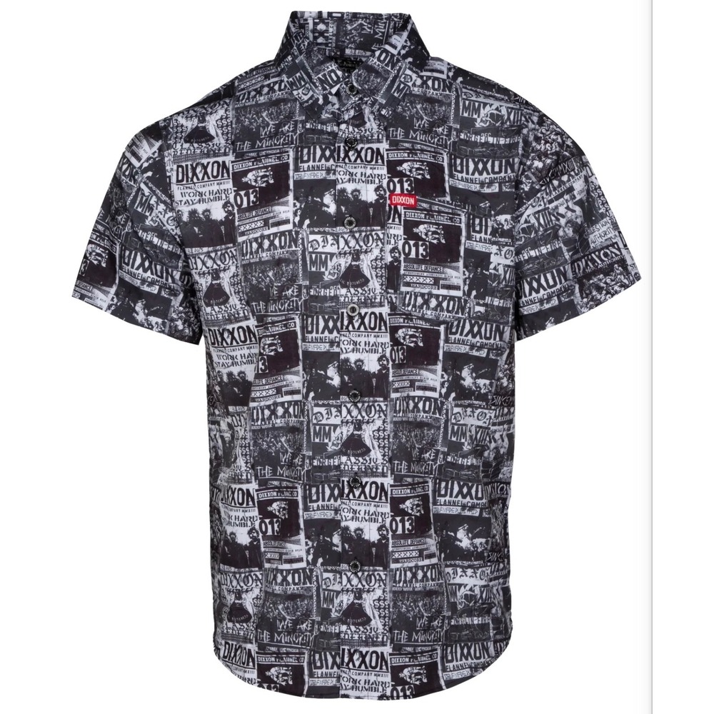 Dixxon Flannel Co The Venue Party Shirt Mens Small Black White Collage Graphic S